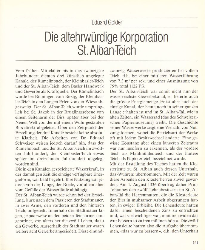 Die altehrwürdige Korporation St. Alban-Teich – Seite 1
