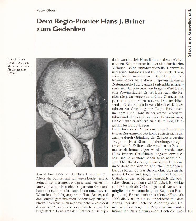 Dem Regio-Pionier Hans J. Briner zum Gedenken – Seite 1