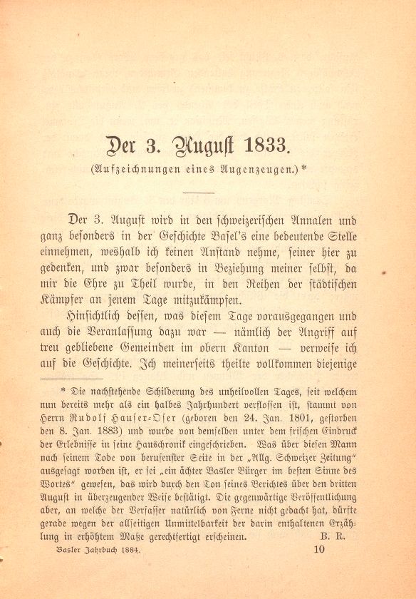 Der 3. August 1833 (Aufzeichnungen eines Augenzeugen [Rudolf Hauser-Oser]) – Seite 1