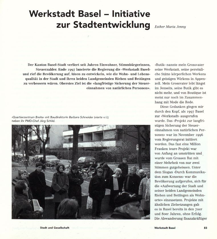 Werkstadt Basel – Initiative zur Stadtentwicklung – Seite 1