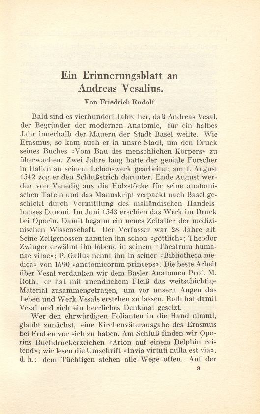 Ein Erinnerungsblatt an Andreas Vesalius – Seite 1