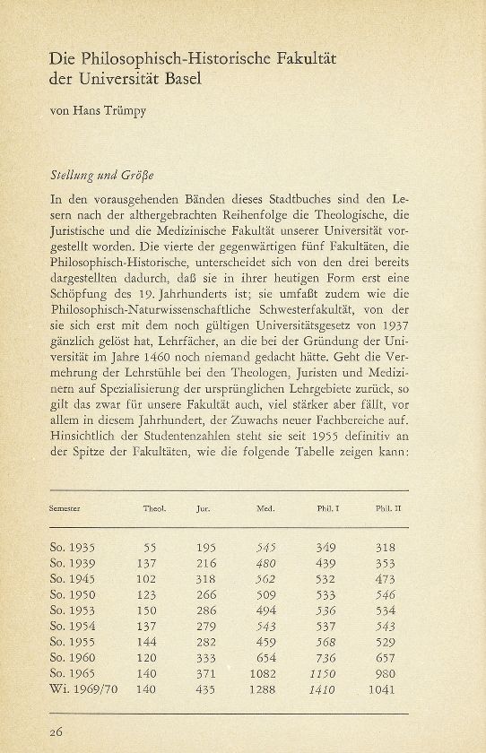 Die Philosophisch-Historische Fakultät der Universität Basel – Seite 1