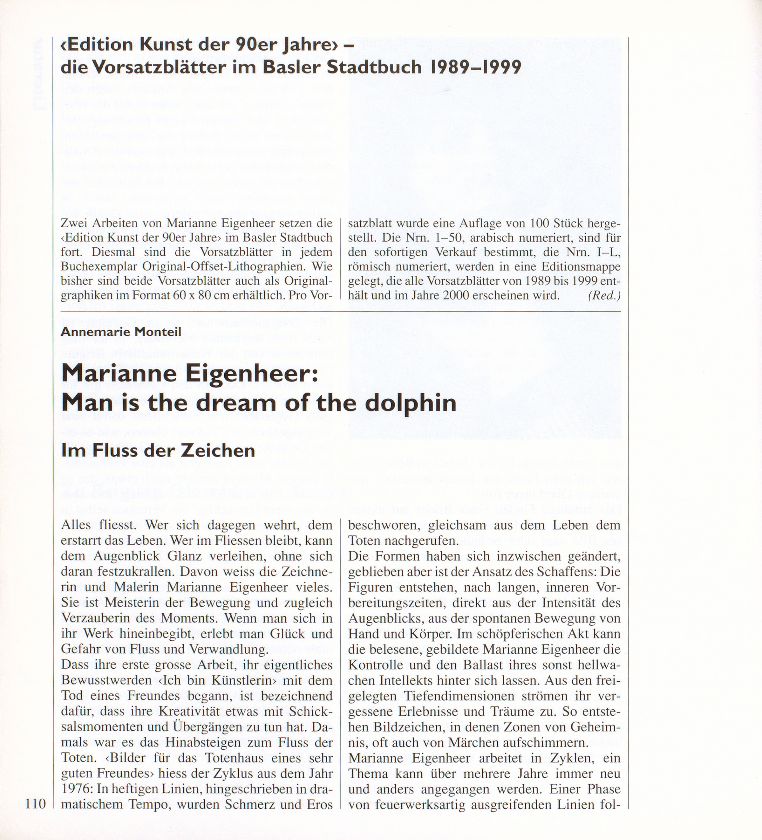 ‹Edition Kunst der 90er Jahre› – die Vorsatzblätter im Basler Stadtbuch 1989-1999 – Seite 1
