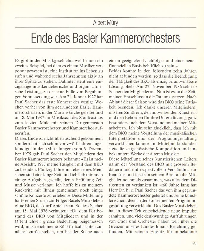Ende des Basler Kammerorchesters – Seite 1