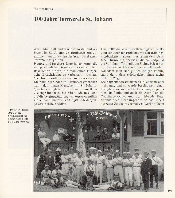 100 Jahre Turnverein St. Johann – Seite 1