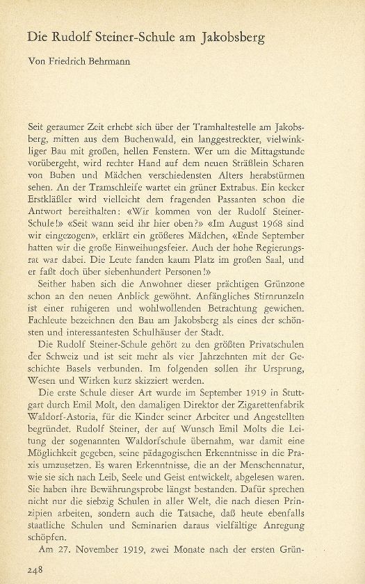 Die Rudolf Steiner-Schule am Jakobsberg – Seite 1