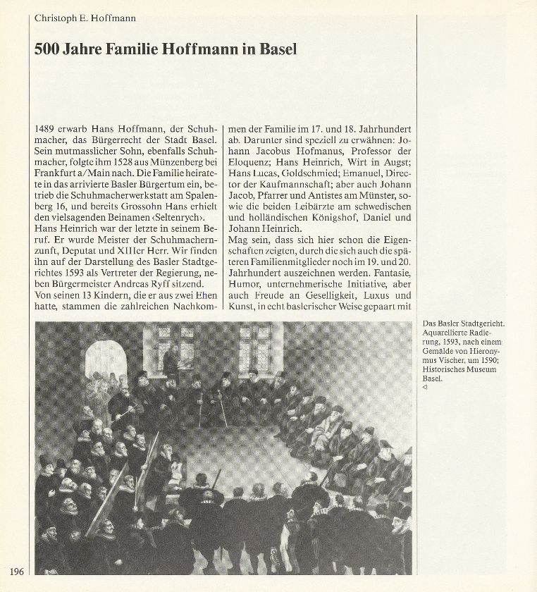 500 Jahre Familie Hoffmann in Basel – Seite 1
