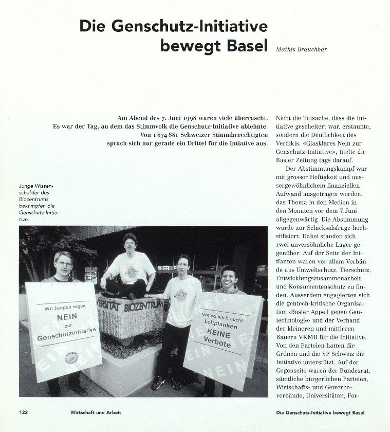 Die Genschutz-lnitiative bewegt Basel – Seite 1