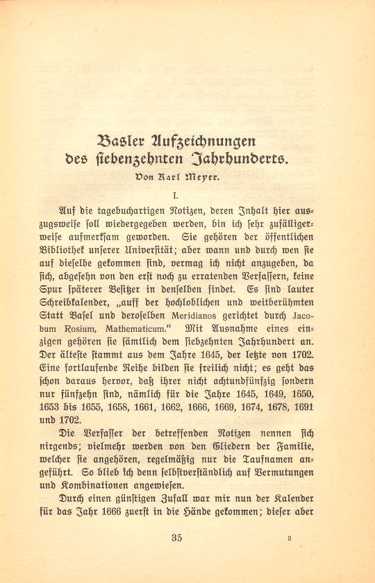 Basler Aufzeichnungen des siebenzehnten Jahrhunderts [Hans Jakob Rippel] – Seite 1
