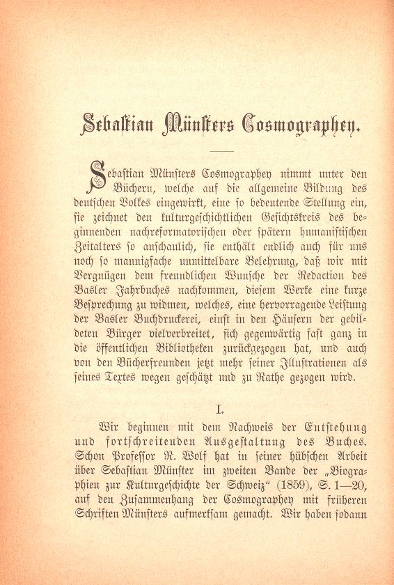 Sebastian Münsters Cosmographey – Seite 1