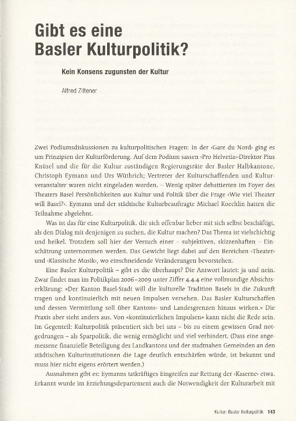 Gibt es eine Basler Kulturpolitik? – Seite 1