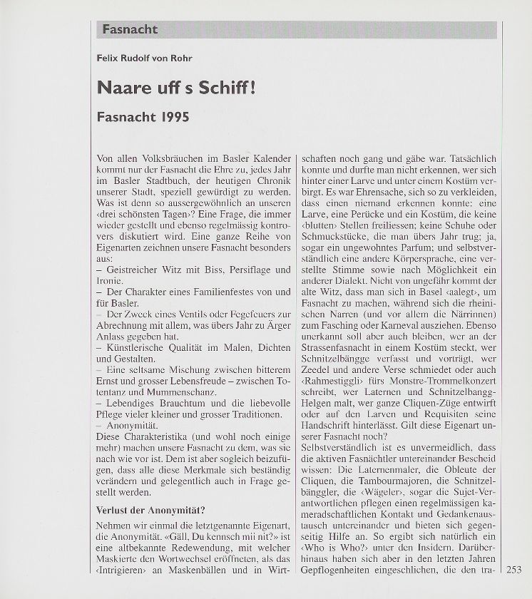 Naare uff s Schiff! – Fasnacht 1995 – Seite 1