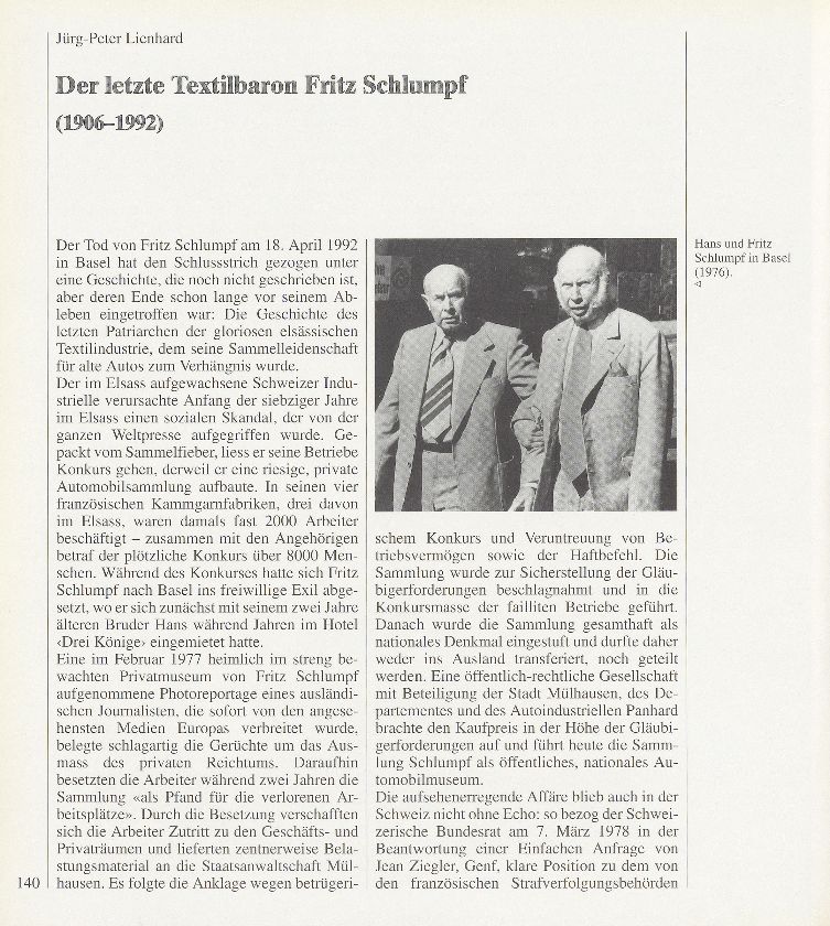 Der letzte Textilbaron Fritz Schlumpf (1906-1992) – Seite 1