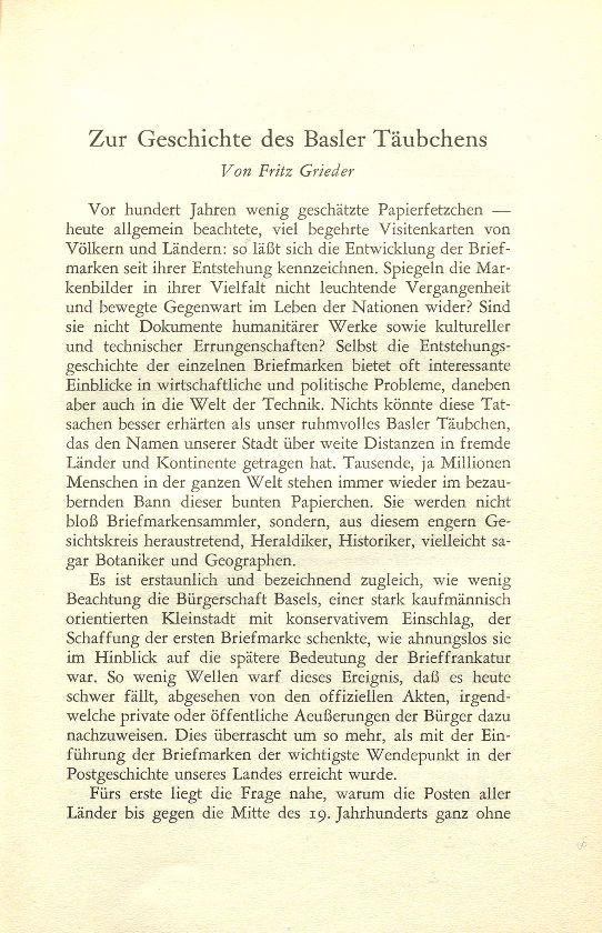 Zur Geschichte des Basler Täubchens – Seite 1