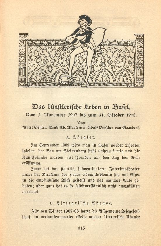 Das künstlerische Leben in Basel vom 1. November 1907 bis 31. Oktober 1908 – Seite 1