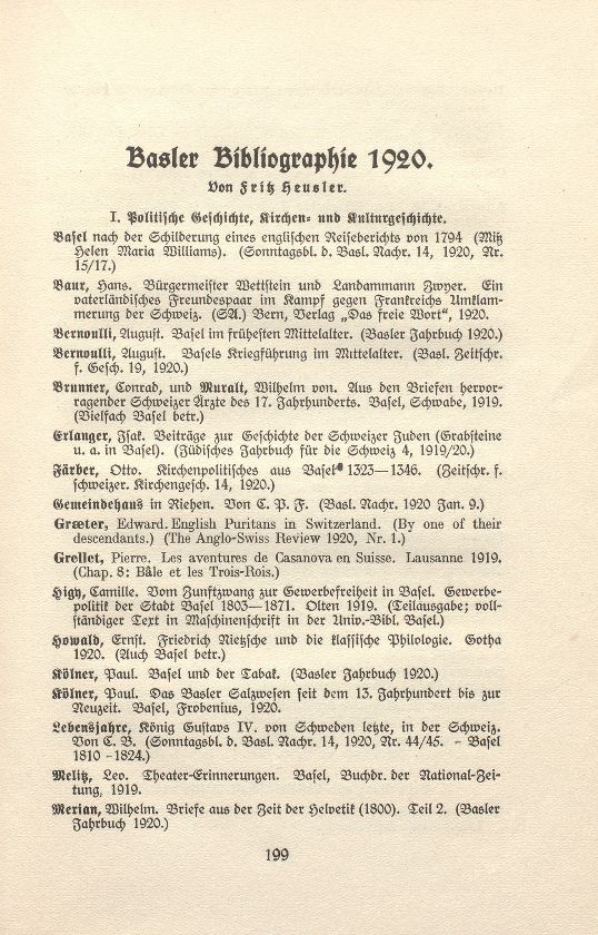 Basler Bibliographie 1920 – Seite 1