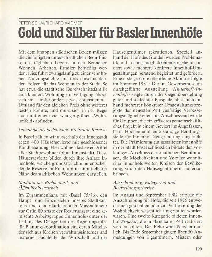 Gold und Silber für Basler Innenhöfe – Seite 1