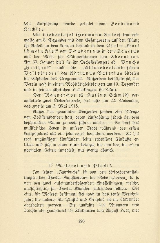 Das künstlerische Leben in Basel vom 1. November 1914 bis 31. Oktober 1915 – Seite 1