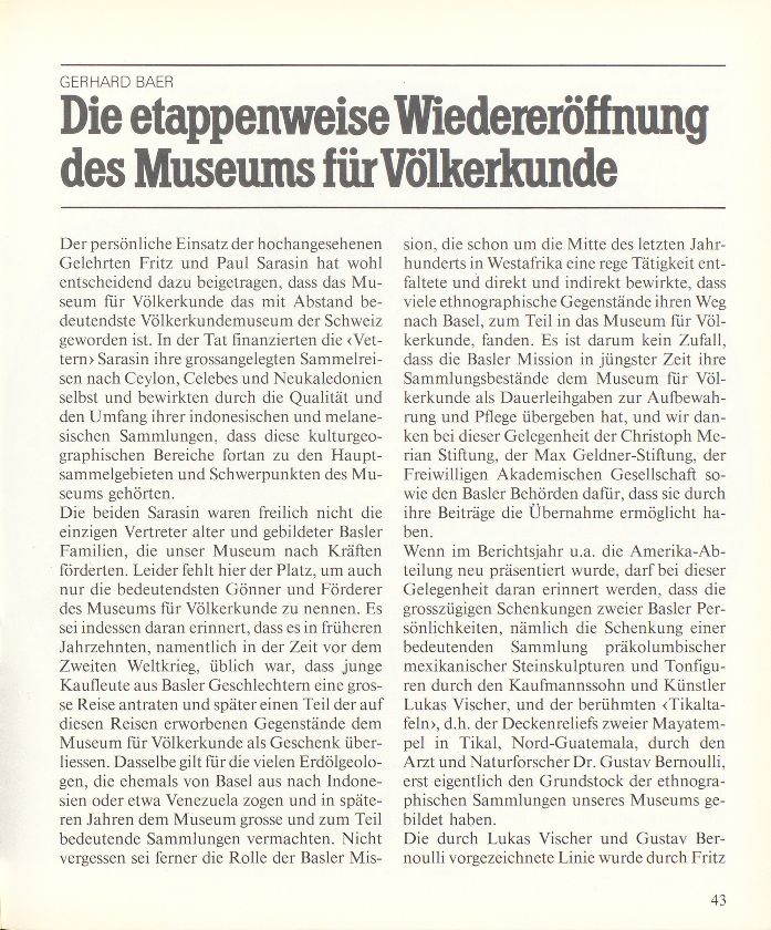 Die etappenweise Wiedereröffnung des Museums für Völkerkunde – Seite 1