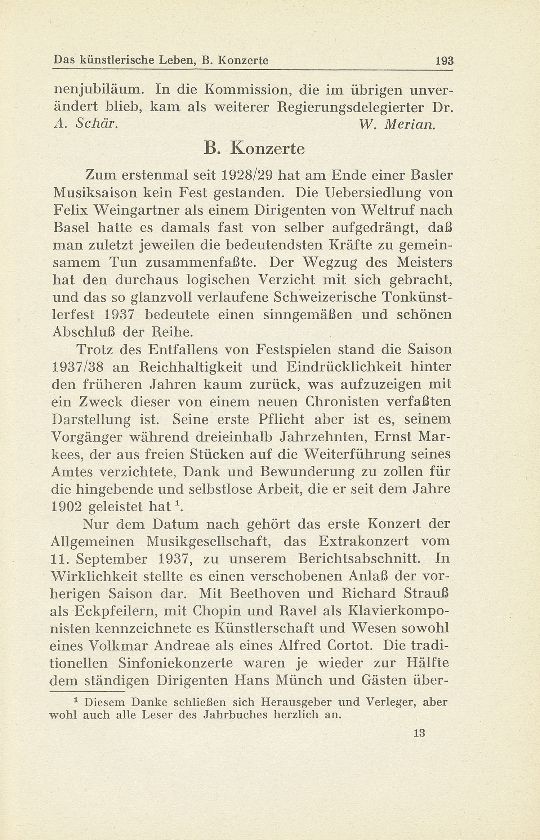 Das künstlerische Leben in Basel vom 1. Oktober 1937 bis 30. September 1938 – Seite 1