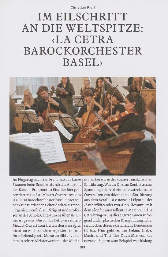 Im Eilschritt an die Weltspitze : ‹La Cetra Barockorchester Basel› – Seite 1