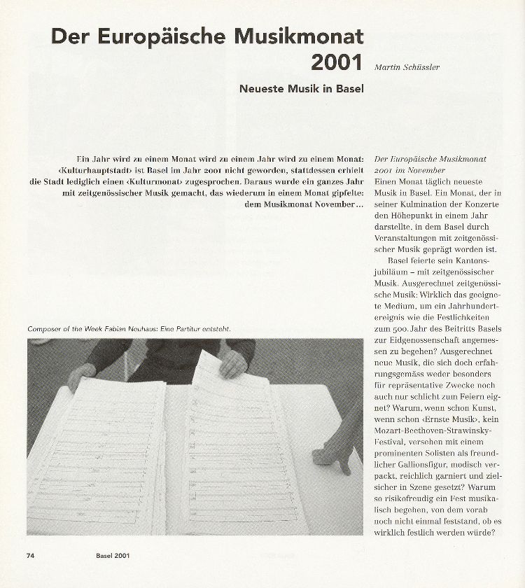 Der Europäische Musikmonat 2001 – Seite 1