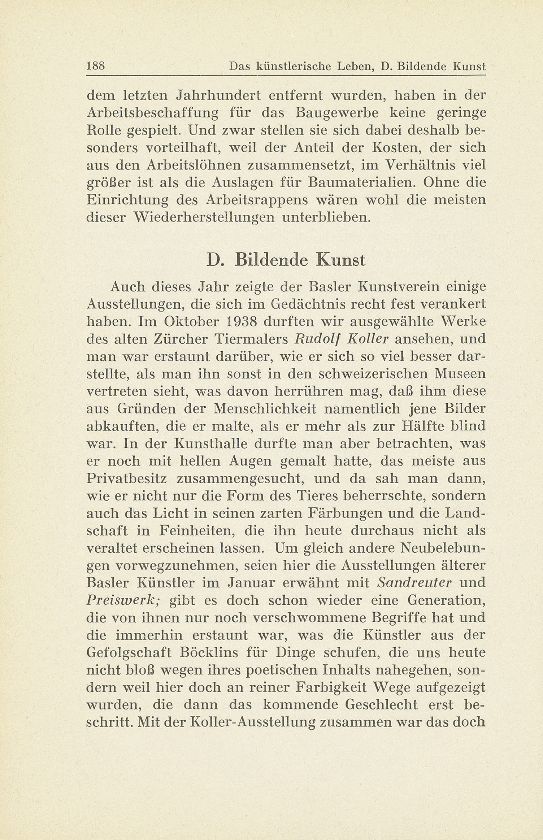 Das künstlerische Leben in Basel vom 1. Oktober 1938 bis 30. September 1939 – Seite 1