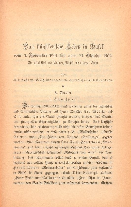 Das künstlerische Leben in Basel vom 1. November 1901 bis 31. Oktober 1902 – Seite 1
