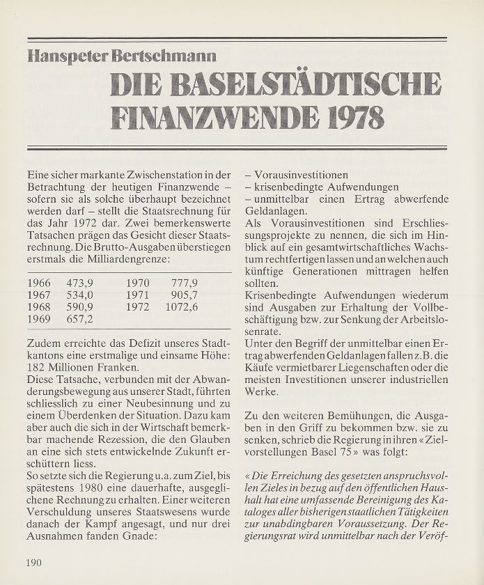 Die baselstädtische Finanzwende 1978 – Seite 1