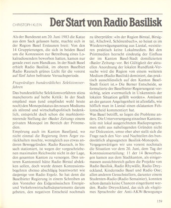 Der Start von Radio Basilisk – Seite 1