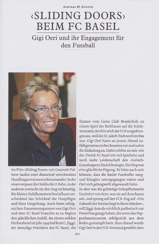 ‹Sliding Doors› beim FC Basel Gigi Oeri und ihr Engagement für den Fussball – Seite 1