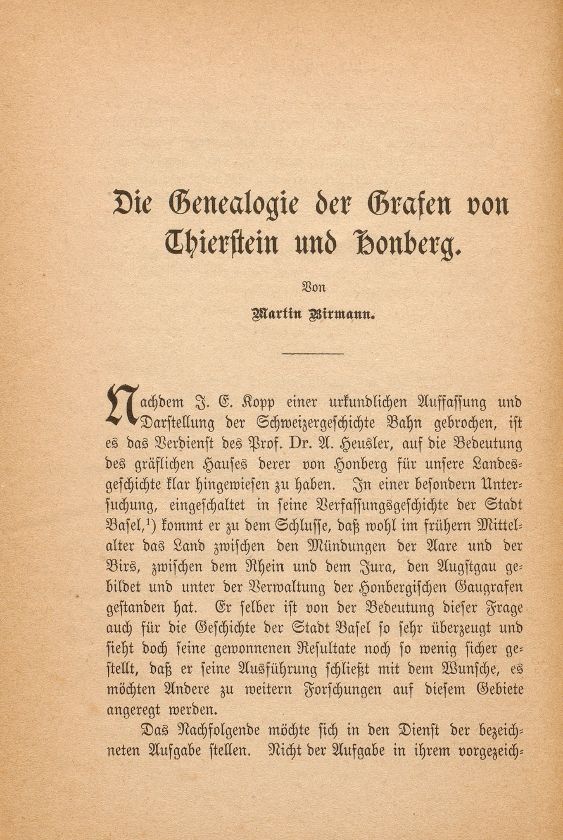 Die Genealogie der Grafen von Thierstein und Honberg – Seite 1