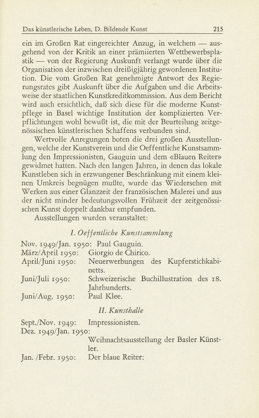 Das künstlerische Leben in Basel vom 1. Oktober 1949 bis 30. September 1950 – Seite 2