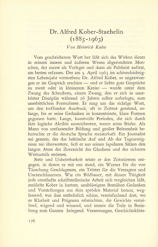 Dr. Alfred Kober-Staehelin (1885-1963) – Seite 1