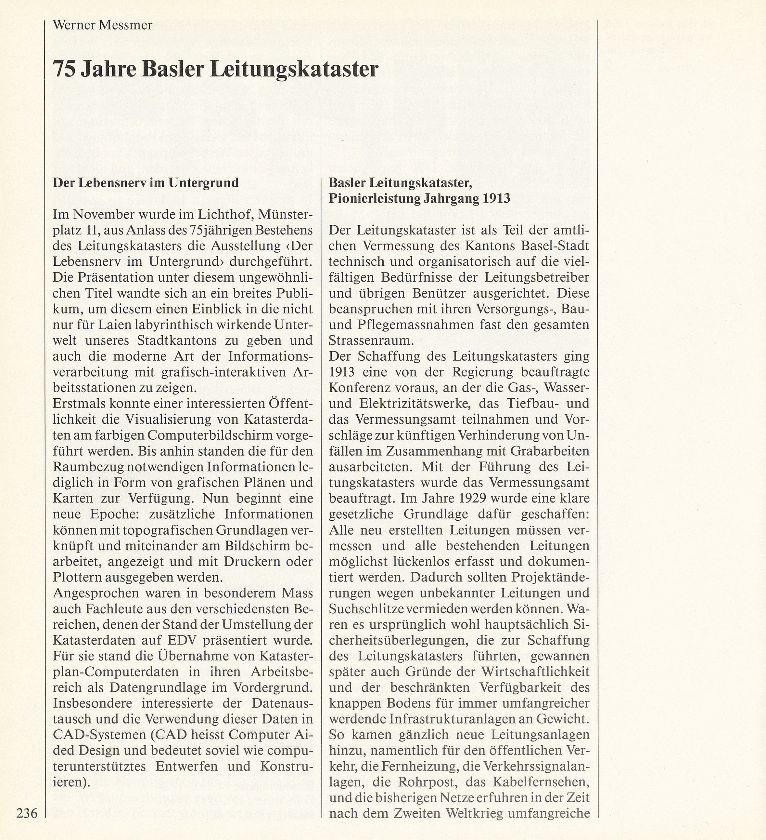 75 Jahre Basler Leitungskataster – Seite 1