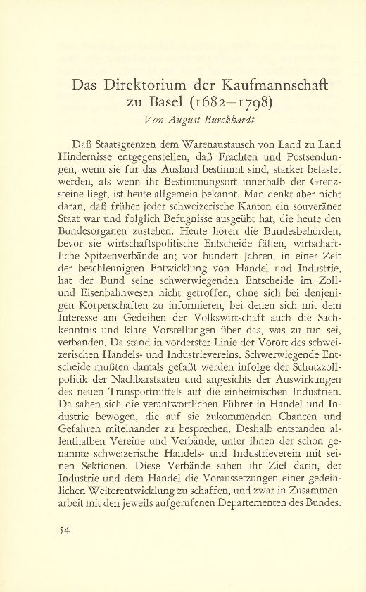 Das Direktorium der Kaufmannschaft zu Basel (1682-1798) – Seite 1