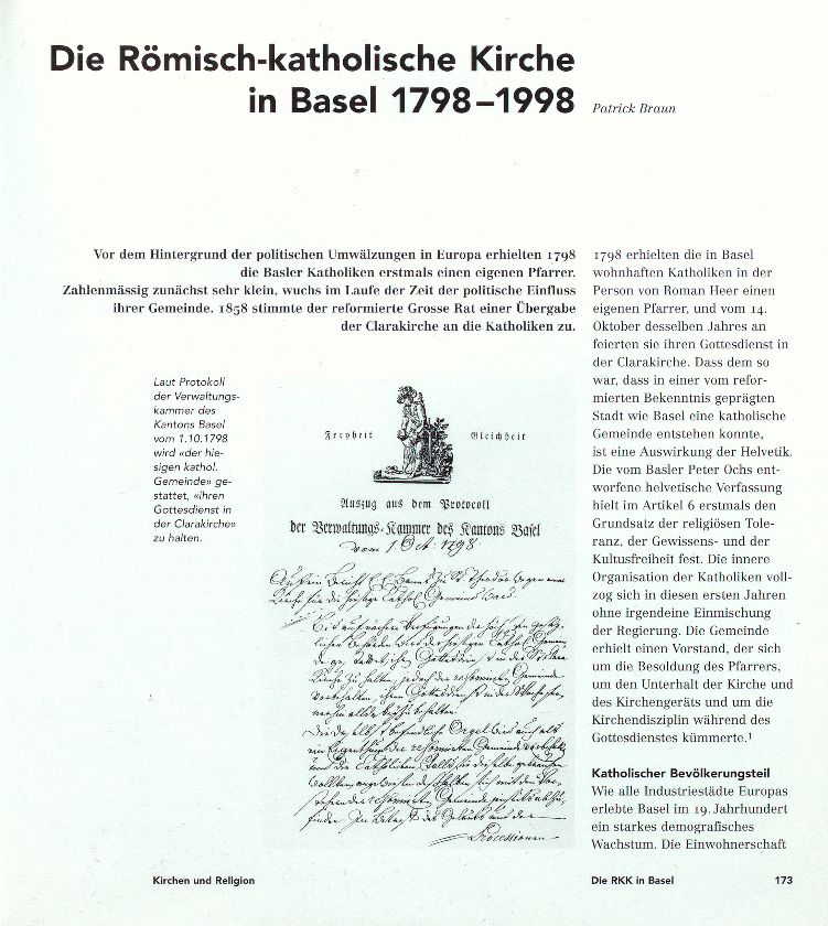 200 Jahre RKK. Römisch-katholische Kirche Basel-Stadt – Seite 1