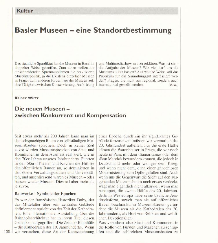 Basler Museen – eine Standortbestimmung – Seite 1