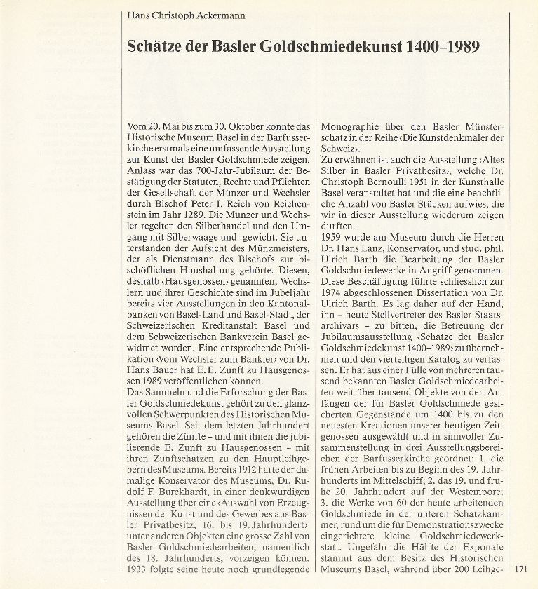 Schätze der Basler Goldschmiedekunst 1400-1989 – Seite 1
