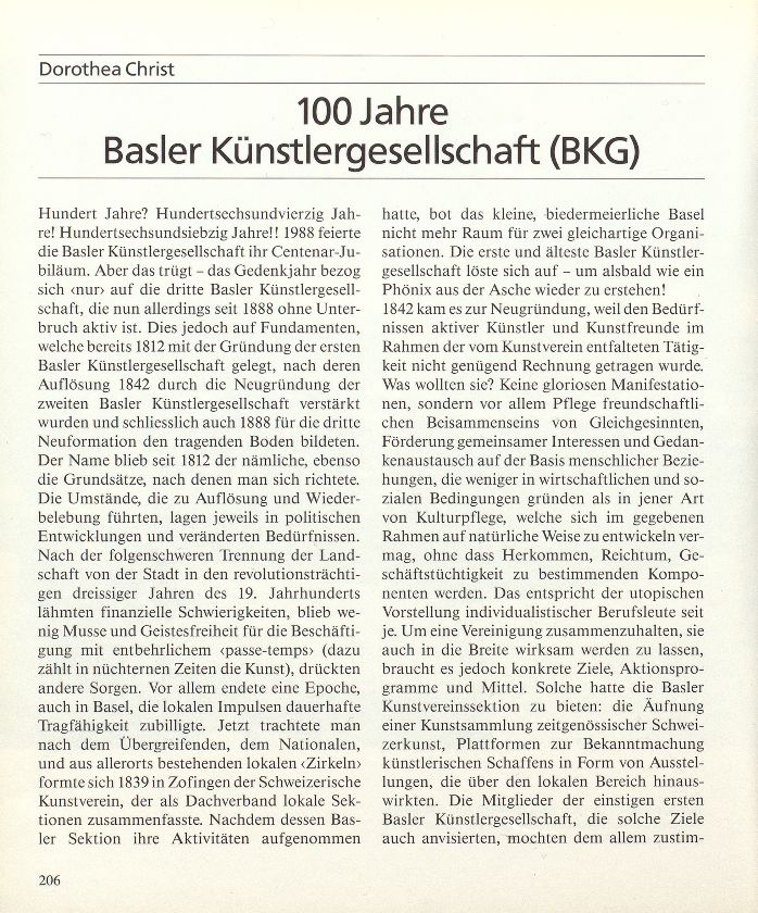 100 Jahre Basler Künstlergesellschaft (BKG) – Seite 1