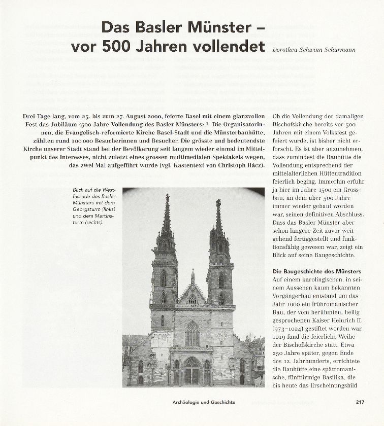 Das Basler Münster – vor 500 Jahren vollendet – Seite 1