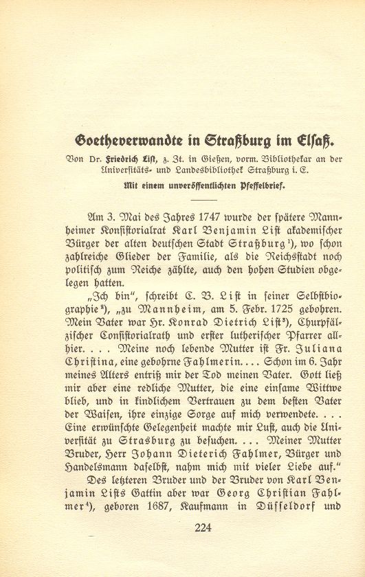 Goetheverwandte in Strassburg im Elsass – Seite 1