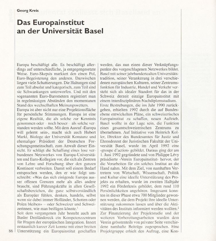 Das Europainstitut an der Universität Basel – Seite 1