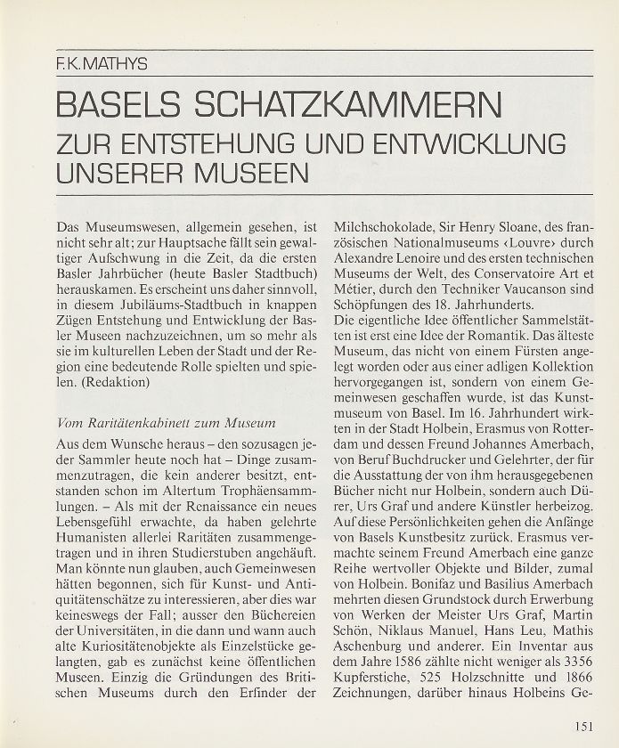 Basels Schatzkammern – Seite 1