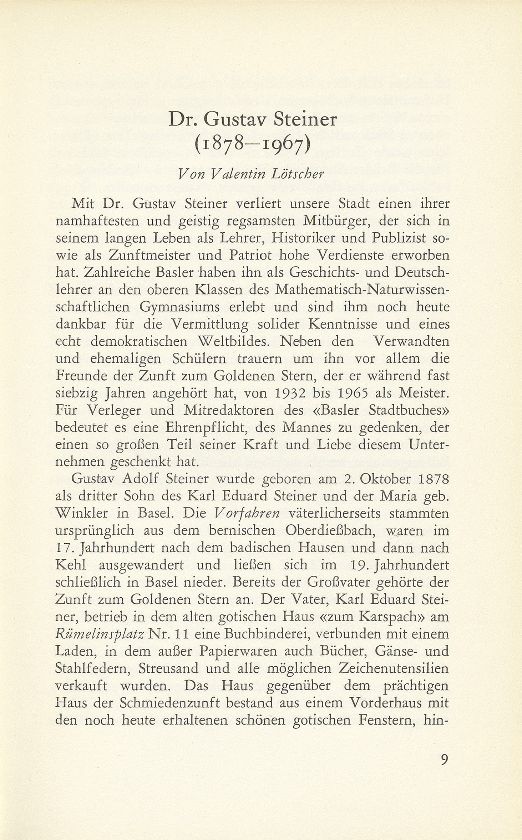 Dr. Gustav Steiner (1878-1967) – Seite 1