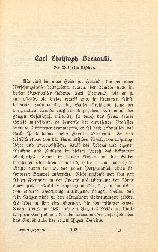 Carl Christoph Bernoulli – Seite 1