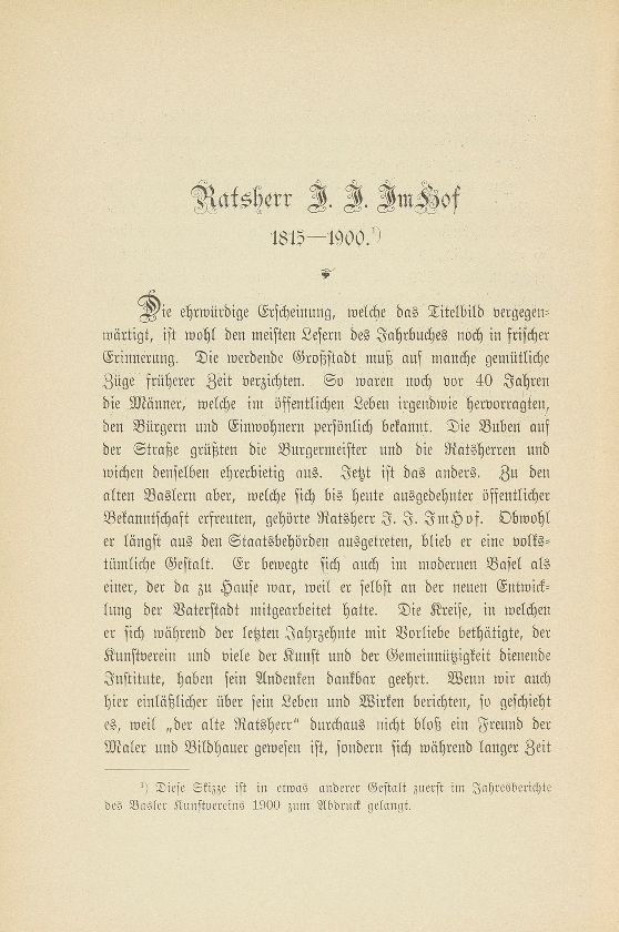 Ratsherr J.J. Im Hof 1815-1900 – Seite 1