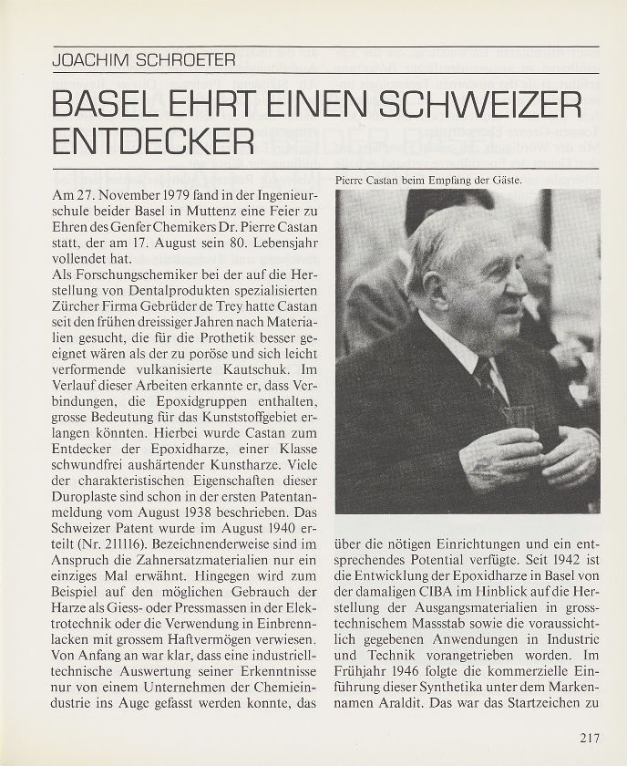 Basel ehrt einen Schweizer Entdecker [Pierre Castan] – Seite 1