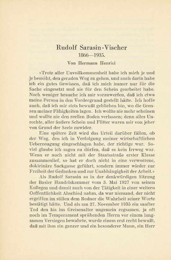 Rudolf Sarasin-Vischer 1866-1935 – Seite 1