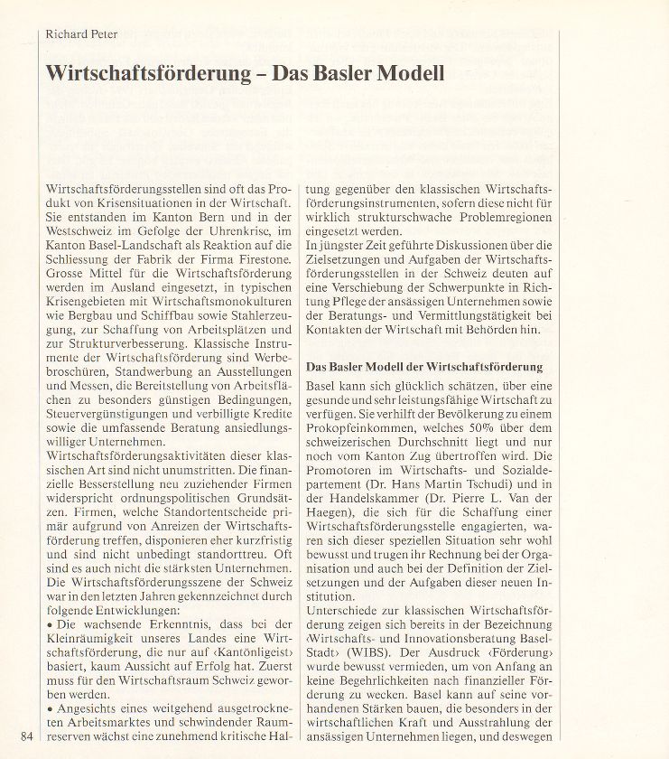 Wirtschaftsförderung – Das Basler Modell – Seite 1